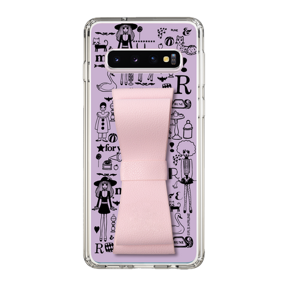 Slim Protection Case - STAND & RING RIBBON Sakura Pink［ Rune Naito - RUNE Girl Retro & Modern - Purple ］