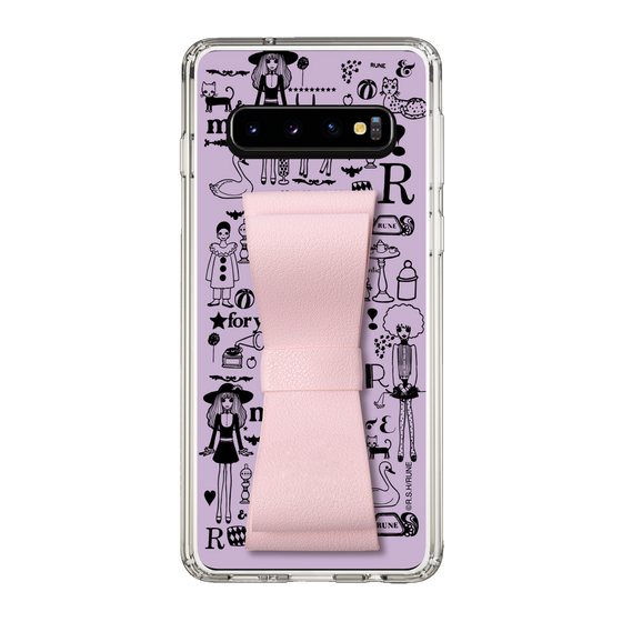 Slim Protection Case - STAND & RING RIBBON Sakura Pink［ Rune Naito - RUNE Girl Retro & Modern - Purple ］