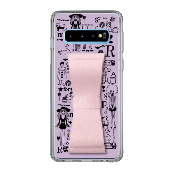 Slim Protection Case - STAND & RING RIBBON Sakura Pink［ Rune Naito - RUNE Girl Retro & Modern - Purple ］