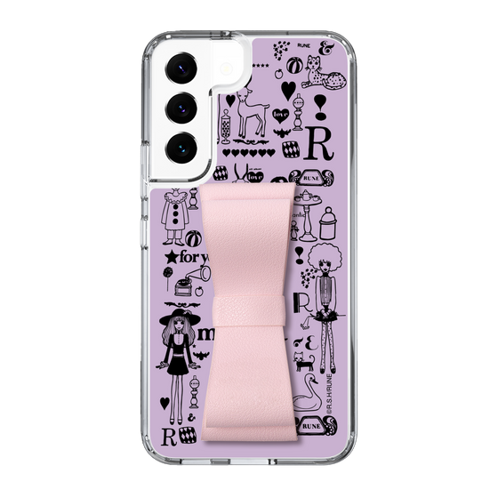 Slim Protection Case - STAND & RING RIBBON Sakura Pink［ Rune Naito - RUNE Girl Retro & Modern - Purple ］