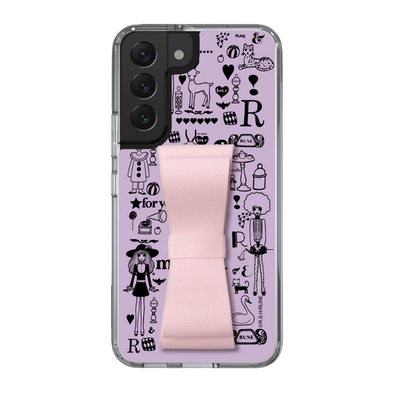 Slim Protection Case - STAND & RING RIBBON Sakura Pink［ Rune Naito - RUNE Girl Retro & Modern - Purple ］