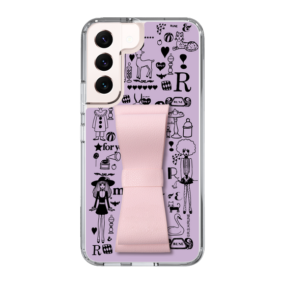 Slim Protection Case - STAND & RING RIBBON Sakura Pink［ Rune Naito - RUNE Girl Retro & Modern - Purple ］