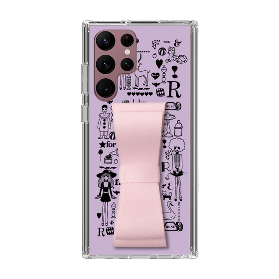 Slim Protection Case - STAND & RING RIBBON Sakura Pink［ Rune Naito - RUNE Girl Retro & Modern - Purple ］