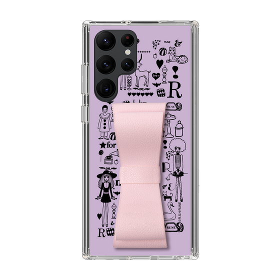 Slim Protection Case - STAND & RING RIBBON Sakura Pink［ Rune Naito - RUNE Girl Retro & Modern - Purple ］