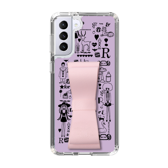Slim Protection Case - STAND & RING RIBBON Sakura Pink［ Rune Naito - RUNE Girl Retro & Modern - Purple ］