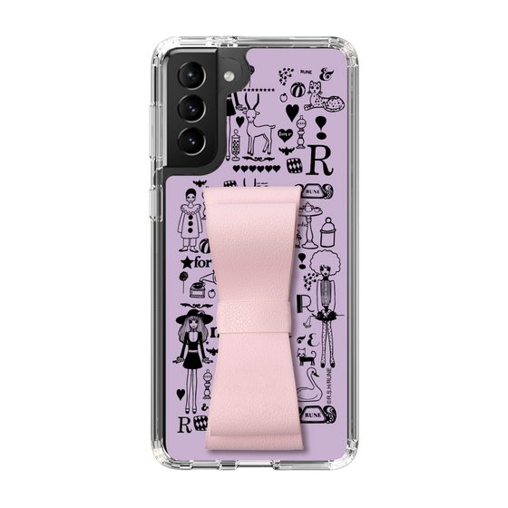 Slim Protection Case - STAND & RING RIBBON Sakura Pink［ Rune Naito - RUNE Girl Retro & Modern - Purple ］