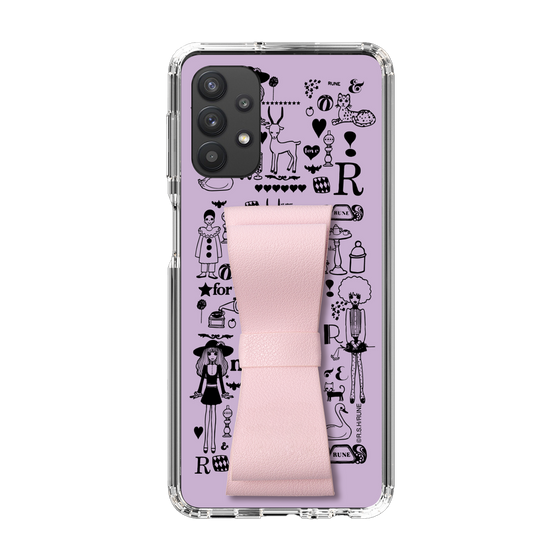 Slim Protection Case - STAND & RING RIBBON Sakura Pink［ Rune Naito - RUNE Girl Retro & Modern - Purple ］