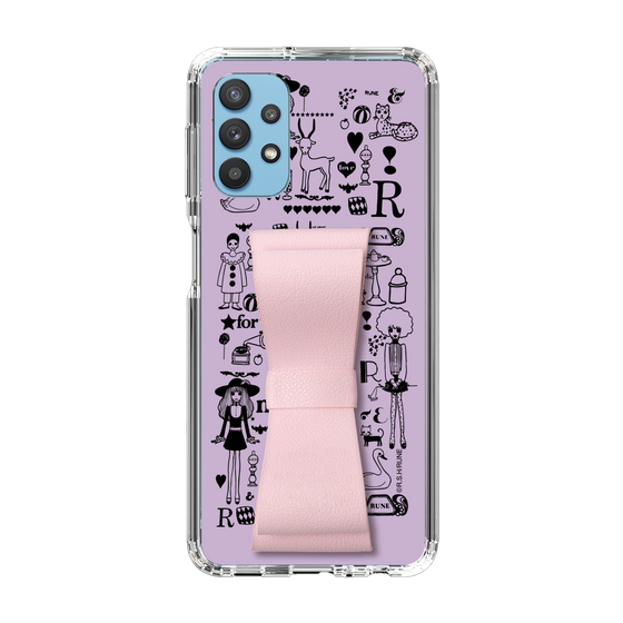 Slim Protection Case - STAND & RING RIBBON Sakura Pink［ Rune Naito - RUNE Girl Retro & Modern - Purple ］
