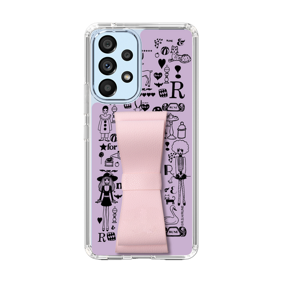 Slim Protection Case - STAND & RING RIBBON Sakura Pink［ Rune Naito - RUNE Girl Retro & Modern - Purple ］