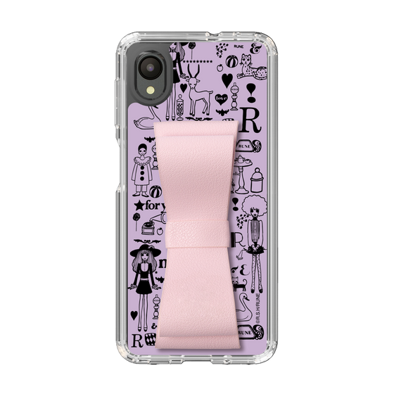 Slim Protection Case - STAND & RING RIBBON Sakura Pink［ Rune Naito - RUNE Girl Retro & Modern - Purple ］