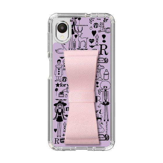 Slim Protection Case - STAND & RING RIBBON Sakura Pink［ Rune Naito - RUNE Girl Retro & Modern - Purple ］
