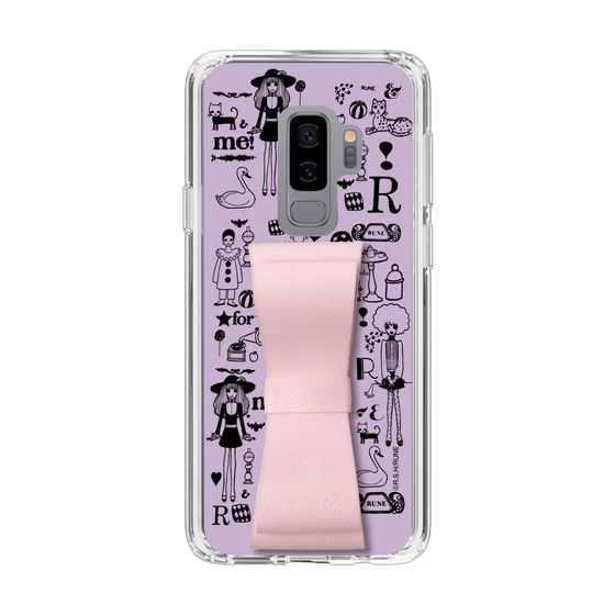 Slim Protection Case - STAND & RING RIBBON Sakura Pink［ Rune Naito - RUNE Girl Retro & Modern - Purple ］