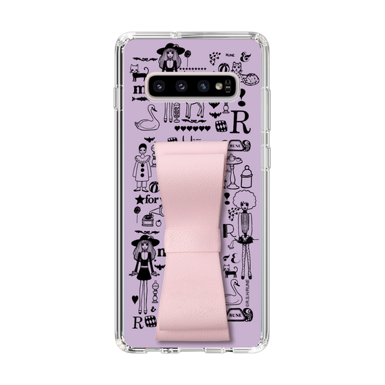Slim Protection Case - STAND & RING RIBBON Sakura Pink［ Rune Naito - RUNE Girl Retro & Modern - Purple ］
