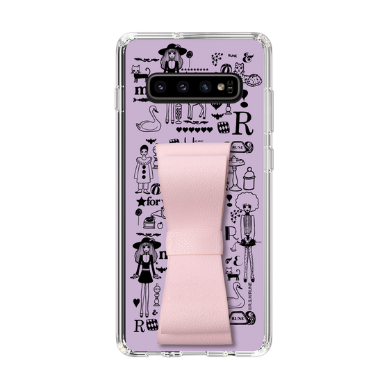 Slim Protection Case - STAND & RING RIBBON Sakura Pink［ Rune Naito - RUNE Girl Retro & Modern - Purple ］