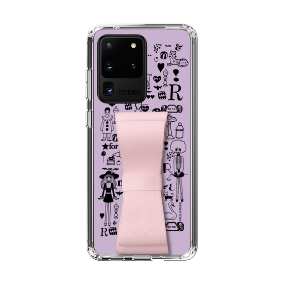 Slim Protection Case - STAND & RING RIBBON Sakura Pink［ Rune Naito - RUNE Girl Retro & Modern - Purple ］