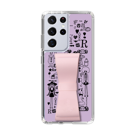 Slim Protection Case - STAND & RING RIBBON Sakura Pink［ Rune Naito - RUNE Girl Retro & Modern - Purple ］