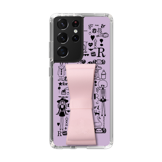 Slim Protection Case - STAND & RING RIBBON Sakura Pink［ Rune Naito - RUNE Girl Retro & Modern - Purple ］