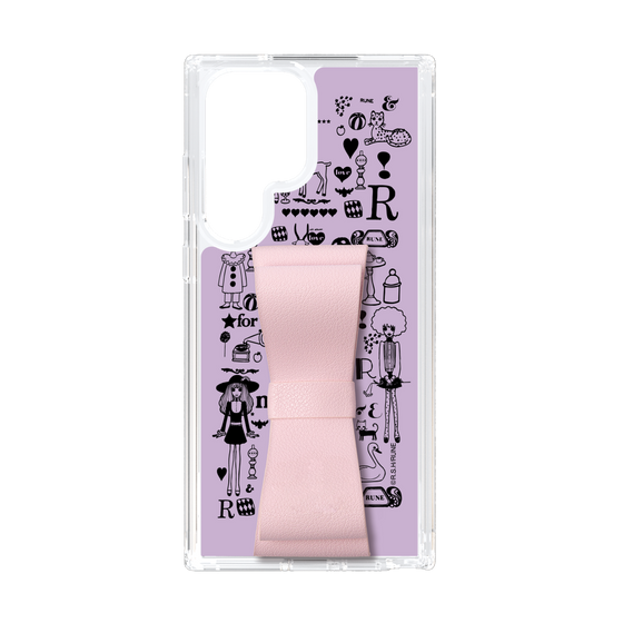 Slim Protection Case - STAND & RING RIBBON Sakura Pink［ Rune Naito - RUNE Girl Retro & Modern - Purple ］