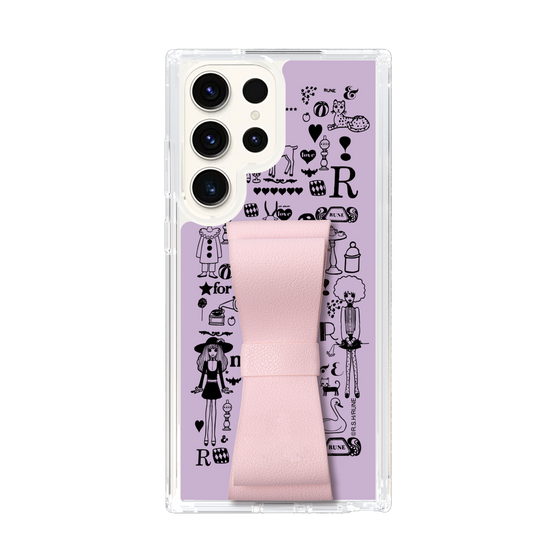 Slim Protection Case - STAND & RING RIBBON Sakura Pink［ Rune Naito - RUNE Girl Retro & Modern - Purple ］