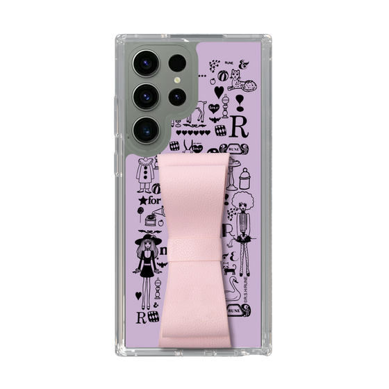 Slim Protection Case - STAND & RING RIBBON Sakura Pink［ Rune Naito - RUNE Girl Retro & Modern - Purple ］