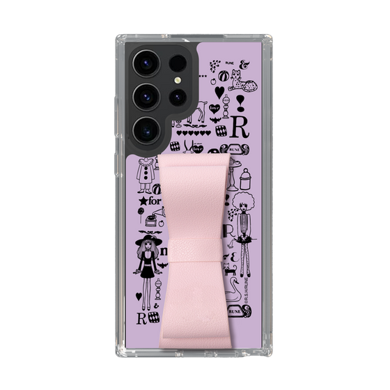 Slim Protection Case - STAND & RING RIBBON Sakura Pink［ Rune Naito - RUNE Girl Retro & Modern - Purple ］