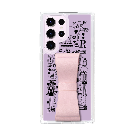 Slim Protection Case - STAND & RING RIBBON Sakura Pink［ Rune Naito - RUNE Girl Retro & Modern - Purple ］