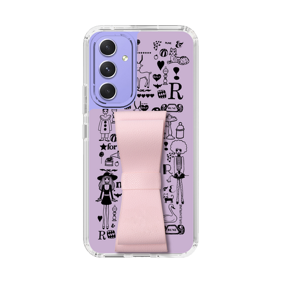 Slim Protection Case - STAND & RING RIBBON Sakura Pink［ Rune Naito - RUNE Girl Retro & Modern - Purple ］