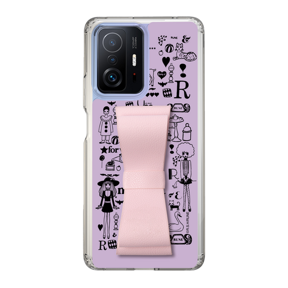 Slim Protection Case - STAND & RING RIBBON Sakura Pink［ Rune Naito - RUNE Girl Retro & Modern - Purple ］