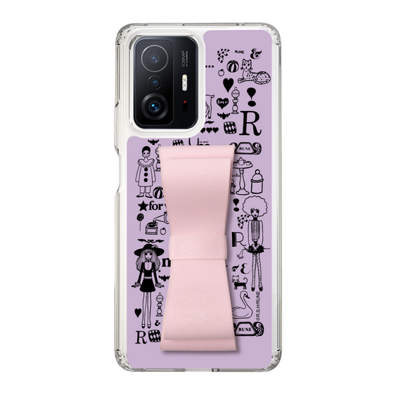 Slim Protection Case - STAND & RING RIBBON Sakura Pink［ Rune Naito - RUNE Girl Retro & Modern - Purple ］