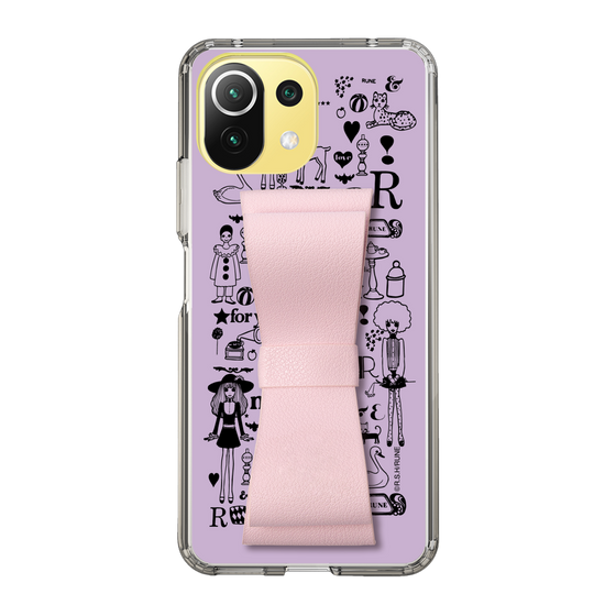 Slim Protection Case - STAND & RING RIBBON Sakura Pink［ Rune Naito - RUNE Girl Retro & Modern - Purple ］