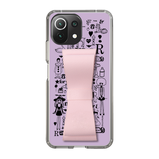 Slim Protection Case - STAND & RING RIBBON Sakura Pink［ Rune Naito - RUNE Girl Retro & Modern - Purple ］