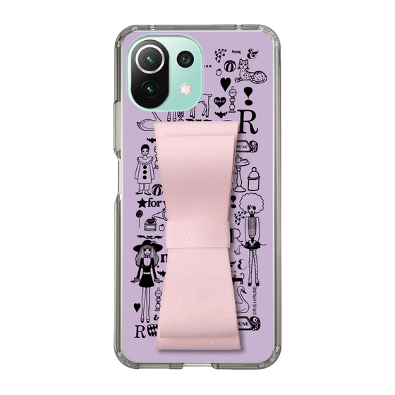 Slim Protection Case - STAND & RING RIBBON Sakura Pink［ Rune Naito - RUNE Girl Retro & Modern - Purple ］