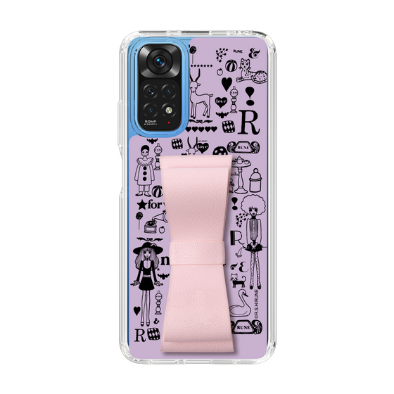 Slim Protection Case - STAND & RING RIBBON Sakura Pink［ Rune Naito - RUNE Girl Retro & Modern - Purple ］