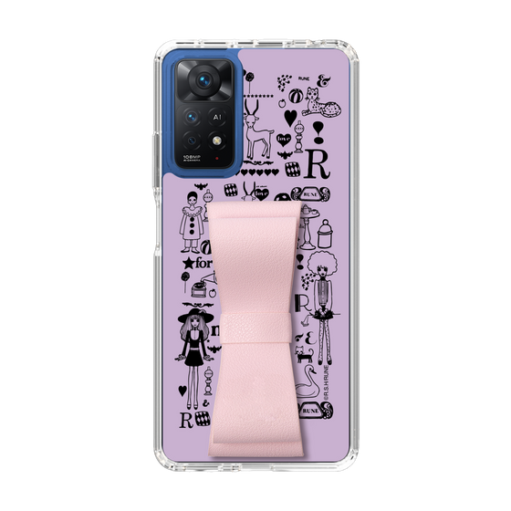 Slim Protection Case - STAND & RING RIBBON Sakura Pink［ Rune Naito - RUNE Girl Retro & Modern - Purple ］