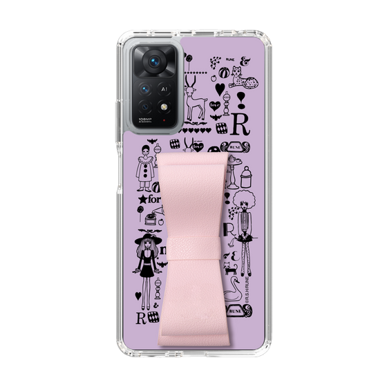 Slim Protection Case - STAND & RING RIBBON Sakura Pink［ Rune Naito - RUNE Girl Retro & Modern - Purple ］