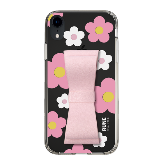 Slim Protection Case - STAND & RING RIBBON Sakura Pink［ Rune Naito - RUNE Flower - Pink ］