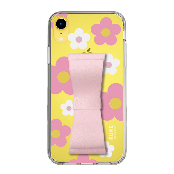 Slim Protection Case - STAND & RING RIBBON Sakura Pink［ Rune Naito - RUNE Flower - Pink ］