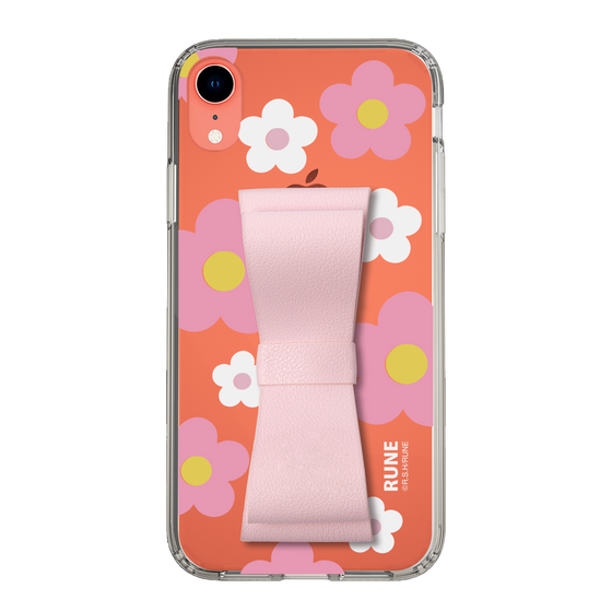 Slim Protection Case - STAND & RING RIBBON Sakura Pink［ Rune Naito - RUNE Flower - Pink ］