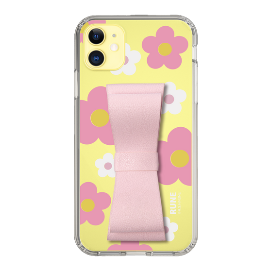 Slim Protection Case - STAND & RING RIBBON Sakura Pink［ Rune Naito - RUNE Flower - Pink ］