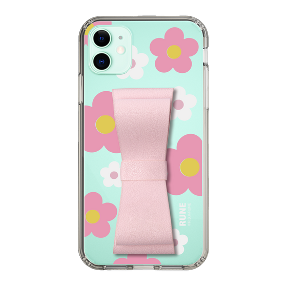 Slim Protection Case - STAND & RING RIBBON Sakura Pink［ Rune Naito - RUNE Flower - Pink ］