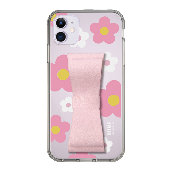 Slim Protection Case - STAND & RING RIBBON Sakura Pink［ Rune Naito - RUNE Flower - Pink ］