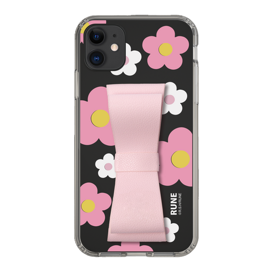 Slim Protection Case - STAND & RING RIBBON Sakura Pink［ Rune Naito - RUNE Flower - Pink ］