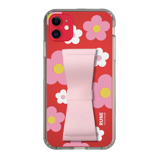 Slim Protection Case - STAND & RING RIBBON Sakura Pink［ Rune Naito - RUNE Flower - Pink ］
