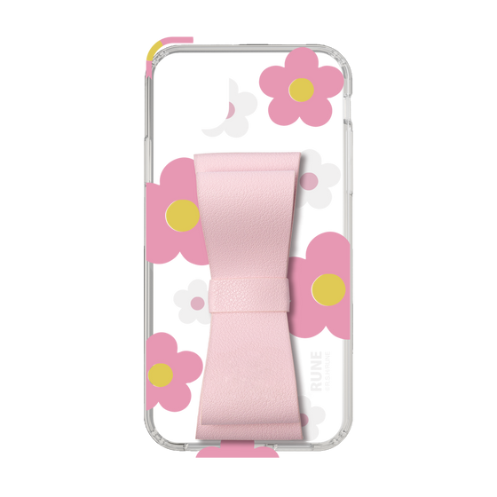 Slim Protection Case - STAND & RING RIBBON Sakura Pink［ Rune Naito - RUNE Flower - Pink ］