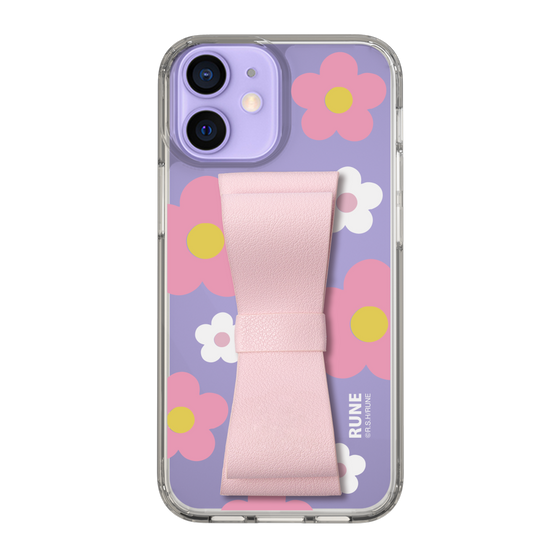 Slim Protection Case - STAND & RING RIBBON Sakura Pink［ Rune Naito - RUNE Flower - Pink ］
