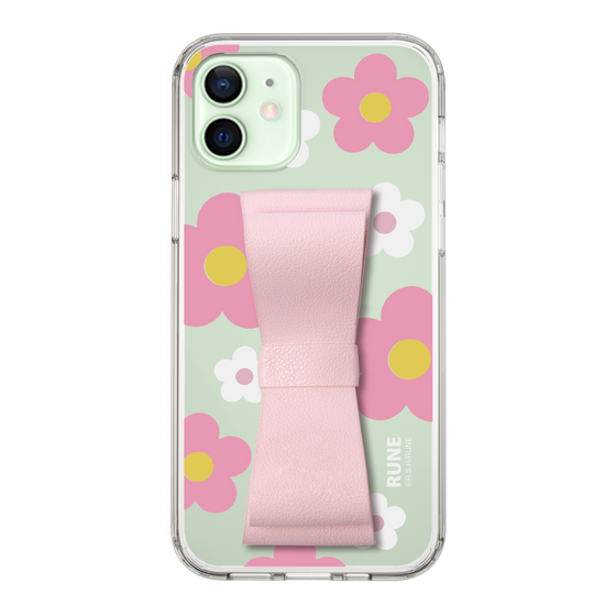 Slim Protection Case - STAND & RING RIBBON Sakura Pink［ Rune Naito - RUNE Flower - Pink ］
