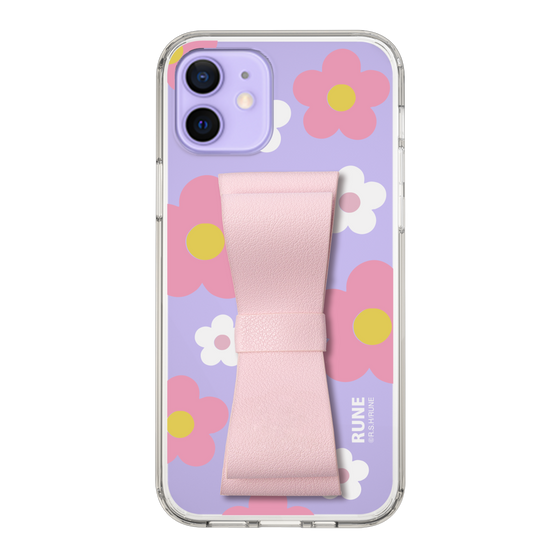 Slim Protection Case - STAND & RING RIBBON Sakura Pink［ Rune Naito - RUNE Flower - Pink ］
