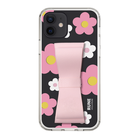 Slim Protection Case - STAND & RING RIBBON Sakura Pink［ Rune Naito - RUNE Flower - Pink ］