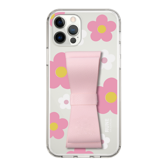 Slim Protection Case - STAND & RING RIBBON Sakura Pink［ Rune Naito - RUNE Flower - Pink ］