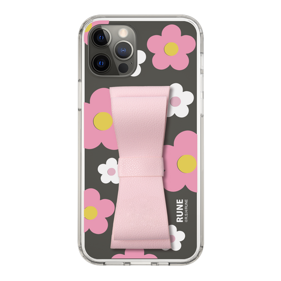 Slim Protection Case - STAND & RING RIBBON Sakura Pink［ Rune Naito - RUNE Flower - Pink ］